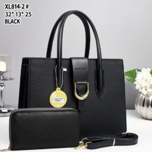 Luxury Premium 2 in 1 Piece Set Fashion Splicing Combination Shoulder Crossbody Bag - Black