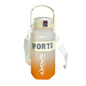 3Pcs Fitness Sports Water Bottle with Straw & Time Marker Gradient Water - Orange