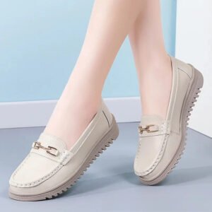 Fashionable Large Size Slip-On Anti-Slip Soft Bottom Ladies Shoes - Beige