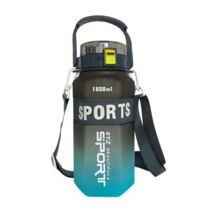 3Pcs Fitness Sports Water Bottle with Straw & Time Marker Gradient Water - Black