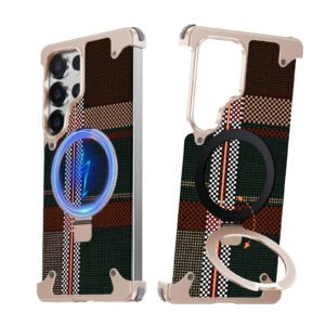 Luxury Premium Eary Ring Kickstand Kevlar Fiber Texture Frameless Case Cover For Samsung Galaxy S Series