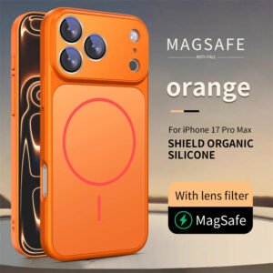 Luxury Premium Liquid Silicone Magsafe Case Cover for iPhone 17 Pro Max - Orange