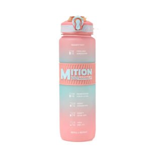 High 1000ML Aesthetic Gradient Plastic Cup Sports Portable  Water Bottle - Pink
