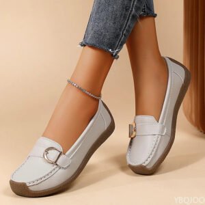 Spring Fashionable versatilecasual comfortable flat elegant minimalist loafers Shoes - Beige
