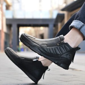 Retro Soft Comfortable High-quality Fashion Anti Slip Hiking  Ankle Boots - Black