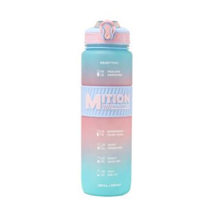 High 1000ML Aesthetic Gradient Plastic Cup Sports Portable  Water Bottle - Blue