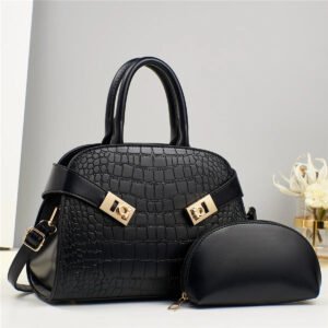 2 in 1 New Fashion Trendy  Designer Custom Women Crossbody Bag - Black