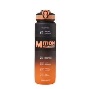 High 1000ML Aesthetic Gradient Plastic Cup Sports Portable  Water Bottle - Black
