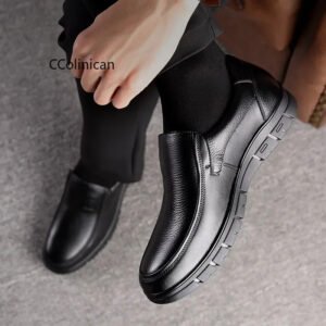 Casual Businenss Non-slip Flat Light Luxury Loafer Office Shoes - Black