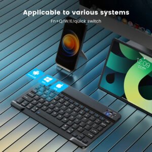 10 inch Bluetooth Wireless Keyboard Rechargeable Mouse For Mobile Phones and Tablets - Black