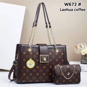 2 in 1 Fashionable Large Capacity Shoulder Crossbody Trend PU Material Shell Bag for Women - Laohua Cofee