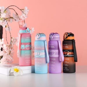 High 1000ML Aesthetic Gradient Plastic Cup Sports Portable  Water Bottle