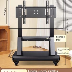 Portable And Adjustable TV Stand with Storage Shelf Rolling For 65-100 inch Tvs - 65-100
