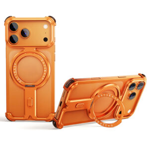 Oatsbasf Metal  Frameless with 360°Rotation Stand Magsafe Shockproof Bumper Case Cover For iPhone 17 Pro Max