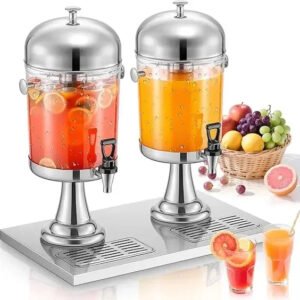 Catering Buffet Acrylic Juice Dispenser with stainless steel Stand and Cover - Double