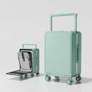 2 in 1 OEM High Quality Wide Handle Aluminum Trolley Rolling Spinner Wheels Luggage Suitcase Travelling Bags - Green