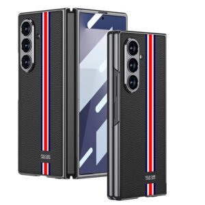 Luxury Premium Eltroplated Plated Painted Leather Outer Case Cover For Galaxy Z Fold 6 - Black