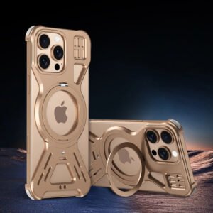 Luxury Hollow Aluminum Metal Frameless With Magnetic Ring Bracket Resistant Protective Case Cover For iPhone Series