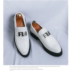 Classic Pointed Italian Casual Thick-soled Comfortable Anti-slip Fashionable Loafer Shoes - White