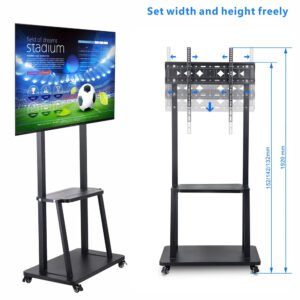 Portable And Adjustable TV Stand with Storage Shelf Rolling For 65-100 inch Tvs - 32-65