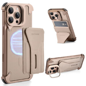 Luxury Premium Metal Frame Leather Magnetic Stand Wallet Card Holder Case Cover Cover For iPhone 16 Pro Max