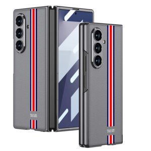 Luxury Premium Eltroplated Plated Painted Leather Outer Case Cover For Galaxy Z Fold 6 - Grey