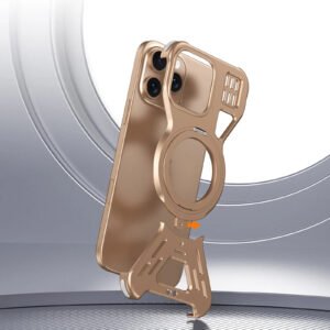 Luxury Hollow Aluminum Metal Frameless With Magnetic Ring Bracket Resistant Protective Case Cover For iPhone Series