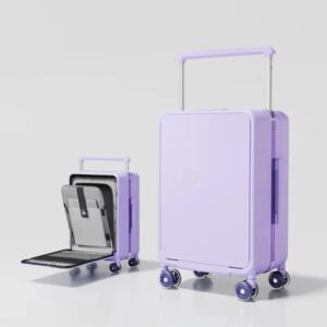 2 in 1 OEM High Quality Wide Handle Aluminum Trolley Rolling Spinner Wheels Luggage Suitcase Travelling Bags - Purple