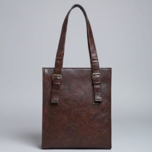Grandz Lady Vintage Single Shoulder Tote Bag Cowhide Leather Large Bag - Cofee Brown