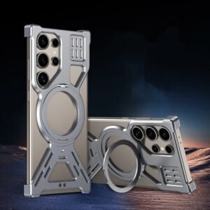 Luxury Hollow Aluminum Metal Frameless With Magnetic Ring Bracket Resistant Protective Case Cover For Samsung S Series
