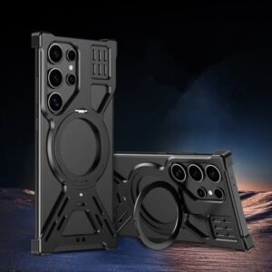 Luxury Hollow Aluminum Metal Frameless With Magnetic Ring Bracket Resistant Protective Case Cover For Samsung S Series