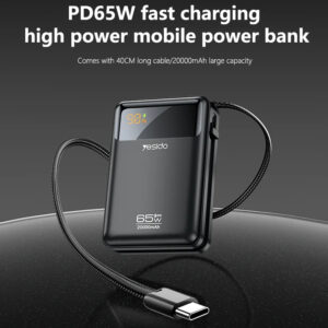 Yesido 20000mAh PD65W Fast Charging Digital Display Type-C Cable Power Bank