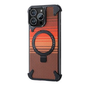 Luxury Premium Oatsbasf Air with Kickstand 360°Rotatable Magnetic Shockproof Carbon Fiber Texture Case Cover For iPhone 16 Pro Max