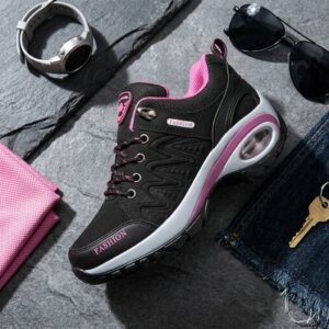 Fashion Women's lace-up  sneakers sports Shoes - Black