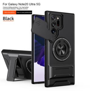 Luxury Premium Military Armor Magsafe Magnetic Ring Holder Camera Protection Case Cover For Samsung Note 20 Ultra - Black