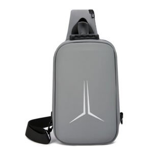 Luxury Premium Waterproof TPU Anti Theft Hard Case Chest With Lock Mini Men Crossbody Bag - Grey