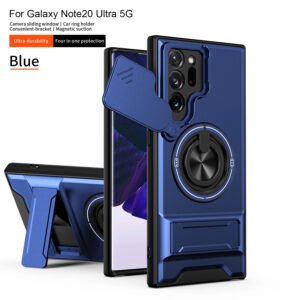 Luxury Premium Military Armor Magsafe Magnetic Ring Holder Camera Protection Case Cover For Samsung Note 20 Ultra - Blue