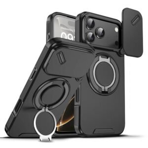 Luxury Premium Armor Rotating Flip Full Lens Protection Stand  Case Cover For iPhone 17 Pro Max