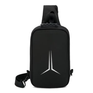 Luxury Premium Waterproof TPU Anti Theft Hard Case Chest With Lock Mini Men Crossbody Bag - Black