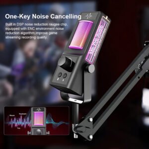 Dynamic RGB Condenser Sound Recording Professional Podcast Broadcast Desk Microphone