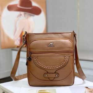 Luxury Premium Vintage Soft Leather Flap Shoulder Ladies Hand Bag - Brown