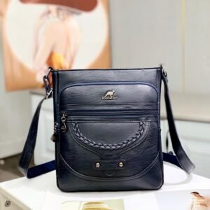 Luxury Premium Vintage Soft Leather Flap Shoulder Ladies Hand Bag - Sky Blue