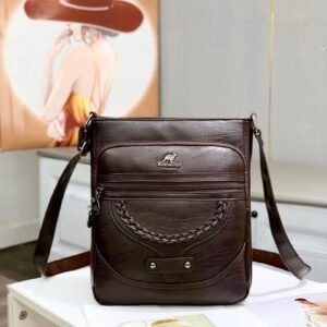 Luxury Premium Vintage Soft Leather Flap Shoulder Ladies Hand Bag - Cofee Brown