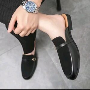 Luxury Premium High Quality Italian Non-slip Outdoor Half Mules Shoes for Men - Black