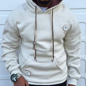 Unisex Soft Comfort Fit Plain Pullover Hoodie - Beige