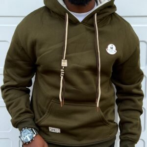 Unisex Soft Comfort Fit Plain Pullover Hoodie - Olive Green
