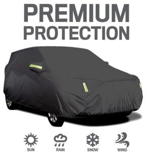 Luxury Premium Waterproof All Weather Sun Protection SUV Outdoor Car Cover - Black, Extra Large