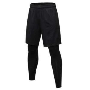 2 in 1 Performance Athletic Breathable Gym Workout Running Shorts - Black