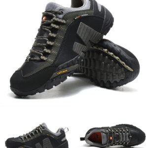 High Quality Unisex Waterproof Anti-Slip Leather Hiking Outdoor Casual Hiking Shoes - Dark Green