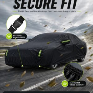 Luxury Premium Waterproof All Weather Sun Protection SUV Outdoor Car Cover - Black, Medium